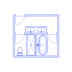 Layouts Bathrooms Primary Split Luxury U Shape Line Art Svg Vector, Free Vectors File